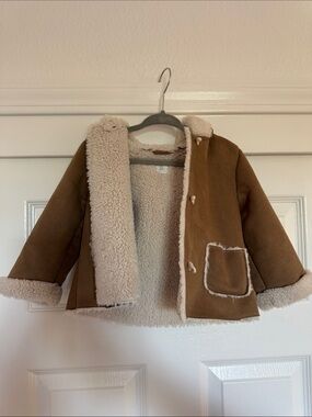Zara Infant Brown Faux-Suede & Shearling Coat. 6-9 months